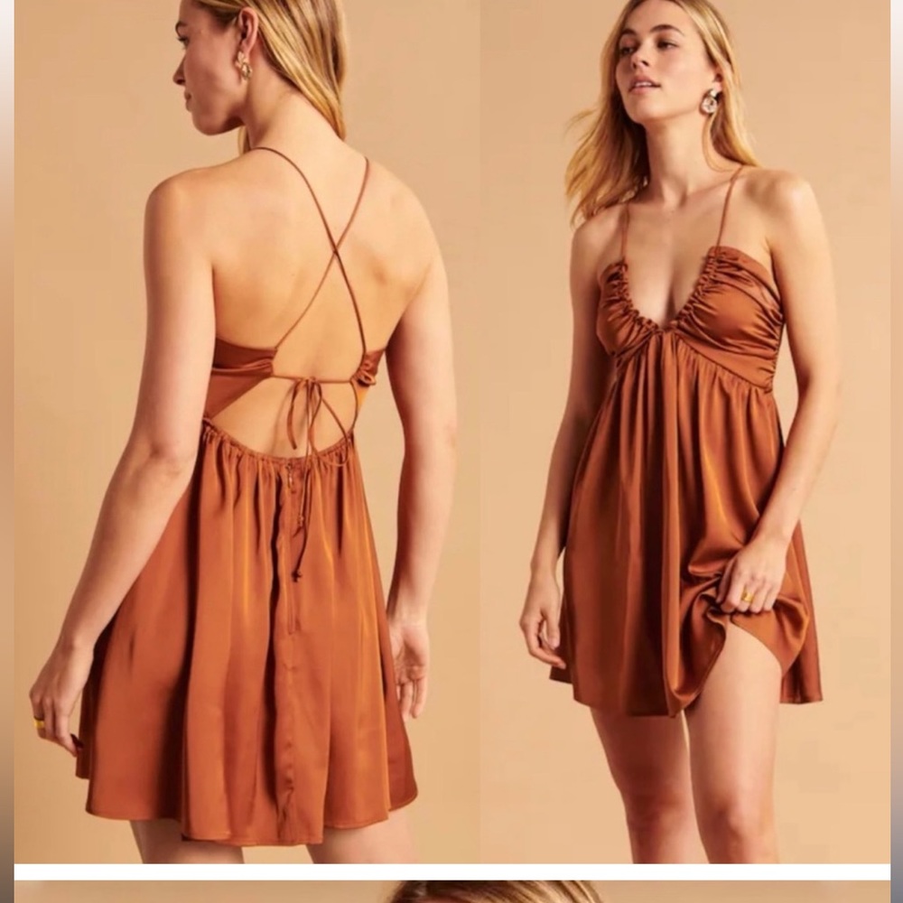 Abercrombie rust color satin dress